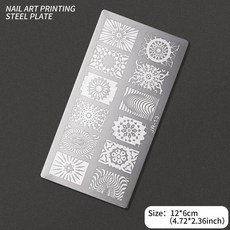 네일 템플릿 꽃 잎 스탬핑 플레이트 이미지 전송 기하학적 스테인레스 스틸 스텐실 아트 몰드 도구, 옵션06) TL-JR13, 1개