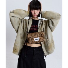 [마크니] LEOPARD STRING CROSS BAG BROWN