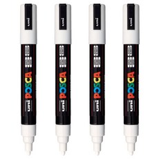 유니 수성 포스카 마카 PC-5M (굵은 글씨용), 4개, 흰색(화이트)