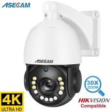 현관문 cctv 설치 스마트폰 실시간 무선 카메라 홈캠 CCTV PTZ 8MP 4K 비디오 감시 Hikvision 호환 RSTP IP 20X 광학 줌 POE, 8MP 4K POE, 1개