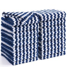 Homaxy 18팩 주방 행주 매우 부드럽고 흡수력이 좋은 재사용 가능한 빠른 건조 극세사 클리닝 천 코랄 벨벳 웨이브 디자인 보풀 없음 25.4 x 25.4cm(10 1, Homaxy 18팩 주방 행주, 매우 부드럽고 흡수력이