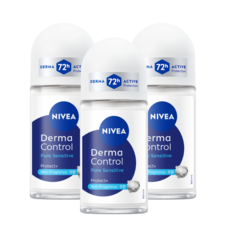 니베아 데오드란트 롤온 더마 컨트롤 퓨어 센서티브, 50ml, 3개