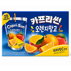 굿픽샵 코스트코 카프리썬 오렌지망고 200ml 20팩 어린이음료 비타민C 과일주스 대용량 간식음료+고급사탕증정, 40개