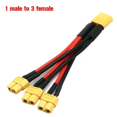 XT60 암수 케이블 병렬 배터리 커넥터 듀얼 익스텐션 Y 스플리터 3 방향 14AWG 실리콘 와이어 RC 배터리 모, 03 1 male to 3 female, 1개