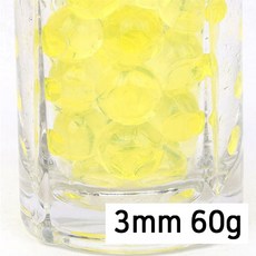 크리스탈볼 60g 하이드로 소일 워터젤 고흡수성수지 수정토 대체토양 수경재배 방향제 개구리알모양, 크리스탈볼 3mm 60g 노랑, 4000개, 크리스탈볼 3mm 60g 노랑, 0.015g
