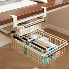 책상정리함 식탁 책상 아래 서랍정리함 무타공 서랍형 정리함 1단 2단, 흰색
