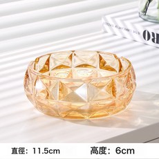 DIU 簡約菸灰缸客廳家用菸缸北歐風煙盅酒店賓館擺件輕奢高檔, 1個, DSG303S琥珀電鍍琥珀璀璨菸缸115mm:如圖