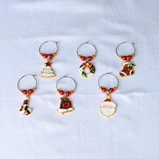 와인참 와인 글라스 마커 크리스마스 홈파티 소품 와인 악세사리 6P, 1세트, 산타6P