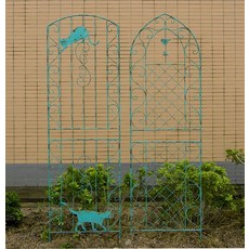 장미 넝쿨 오벨리스크 덩굴 정원 지지대 식물 꾸미기, 작은 새 빈티지 블루 58x120cm