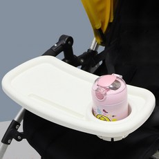 台灣24H速發 C1 寶寶手推車餐盤 加大加寬零食托盤 多功能嬰兒車配件, 第三代加大加寬平板餐盤(白色) 附圓管夾