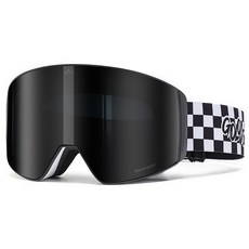 SMT 超廣角磁吸滑雪鏡 可戴眼鏡 REVO鍍膜 防霧高清晰抗UV 滑雪護目鏡 風鏡, 子夜黑