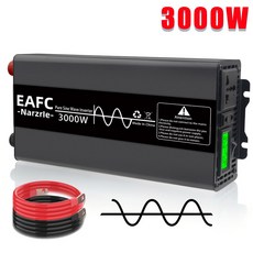 EAFC 3000W 순수 사인파 인버터 12V AC 220V 휴대용 보조베터리 컨버터 자동차 가정용 야외 태양광 발전용, 1개