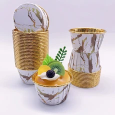 세트 뚜껑이 있는 일회용 컵케이크 컵 50개 머핀 내열성 광택 라이너 베이킹, 01 50 cups with 50 Lids