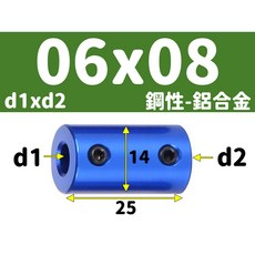 【3DPRT】鋼性 5 6 6.35 8 10 12mm 剛性 連軸器 鋁合金 聯軸器 模型 車 船 專用 L01C1, 1個, 鋼性-內孔06X08 -頂絲 S款