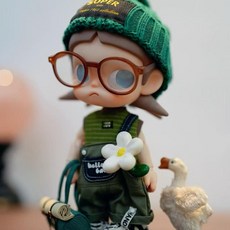 팝마트 지거 Zsiga 액션 피규어 인형옷 1/8 BJD 20cm 스트라이프 원피스 멜빵바지 세트 트랜디 패션, 그린 스트라이프 원피스+멜빵바지 세트-인형제외