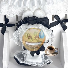 博主同款 娃娃配件 高顔值可愛黑白女僕套裝10cm棉花娃娃明星公仔耳麥配件娃衣便宜 棉花娃娃 BZ3M, 1個, 非女僕裝【mini貼】