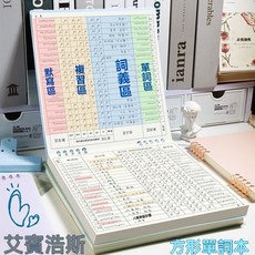 方形艾賓浩斯英語單詞本記憶本，便攜學生學習不硌手單詞記憶筆記本, 1個, 方形【單詞記憶本】60張120頁,1本單詞芯/無殼