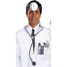 반사경 및 청진기가 포함된 루비 닥터 코스튬 액세서리 키트 남녀 공용 사이즈 없음