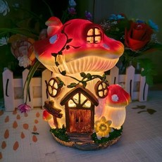 樹酯蘑菇造型小夜燈 花園庭院裝飾擺件, 蘑菇灯