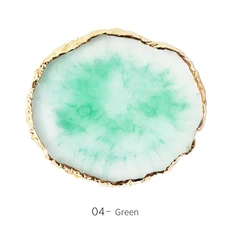 1PC 라운드 레진 마노 스톤 네일 아트 팔레트 인조 네일 팁 믹싱 컬러 드로잉 팔레트 젤 폴리쉬 디스플레이, 05 4.Green