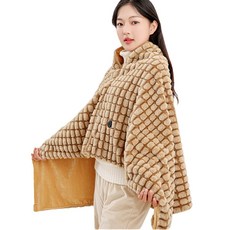 USB供電可穿戴電熱披肩 三檔調溫石墨烯發熱 柔軟親膚冬季保暖, 150*80cm咖啡棕色