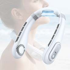 PYHO 브러시리스 모터식 무풍선풍기 무소음 목 선풍기 2024 참신한 디자인 넥선풍기, 화이트, J18-3000mAh