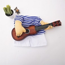 寵物吉他手搞怪變身服飾，狗狗貓咪趣味服裝，拍攝道具, 吉他手衣服,XL建議22斤內, 1個