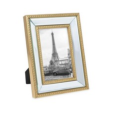 Isaac Jacobs 12.7 x 17.8cm(5 7인치) 샴페인 미러 비즈 사진 프레임 - 벽 디스플레이 탁상 갤러리 및 아트용으로 제작된 도트 테두리가 있는 클래식 (, 골드