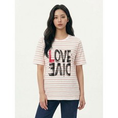 올리비아하슬러 오렌지 러브 다이브 스트라이프 티셔츠 OHCMTS212