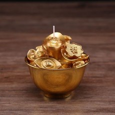 荷花蠟燭 陶瓷蓮花燈 浮水蠟 供燈 廠家七彩燈, 1個, 金碗元寶