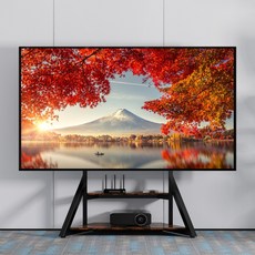 UNHO 특대형 TV스탠드 높이조절 40-75인치 거치대 우드+철제, 블랙, 1개