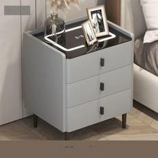 무선충전 침대협탁 사이드 스피커 침실 협탁 테이블 탁자, 완제품 다리직접설치필요, 연회색 3단 서랍