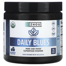 Zhou Nutrition 유기농 데일리 블루스 블루베리 119.5g(4.22oz), Zhou Nutrition 유기농 데일..., 119.5g, 1개
