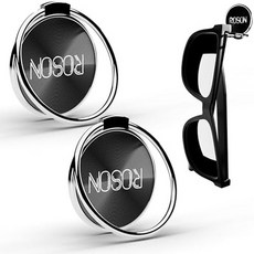 자동차 대시 선글라스용 ROSON 선글라스 홀더 클립 프리미엄 금속 합금 안경 여성용 트럭용 액세서리 필요한 모든 표면 실버 블랙2팩, 2 Pack