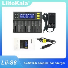 Liitokala Lii-S8 NiMH/CD용 범용 배터리 충전기 충전식 리튬 AAA 1.2V 3.7V 9V 14500 17500 26650과 호환 가능, [02] Lii-S8 EU and car