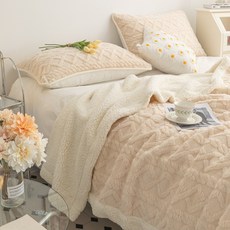 舒適毛絨豆豆毯, 卡其色