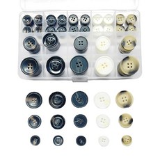 110개 혼합 재봉 버튼 4구 25mm) 버튼에 / 정장 20mm 5가지 색상 코트 공예 3 의류 사이즈(15mm 원형, X 1
