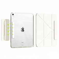 AOUB iPad 보호 케이스 Air 11인치(M4) Y자형 멀티 앵글 접이식 스탠드 iPad10/11/12세대 자석 분할 Pro 11인치 자동 각성 휴면 연필 보관, 흰색, 1개 흰색, 1개