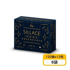 SILLACE 3層絲柔抽取式衛生紙, 1個, 6個裝
