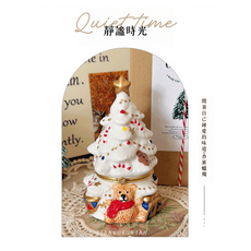 聖誕樹造型香氛蠟燭 白茶香氛 陶瓷聖誕裝飾 居家香氛 節日送禮, 1件, 100ml, 白色-白茶香