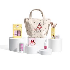 Miss Nella 스페셜 에디션 GIRL 걸Y 걸 아동용 메이크업 및 매니큐어 세트 저자극성 피부과 테스트 완료 무독성 캔버스 화장품 가방 안전하고 재미있는 2273, 여아용