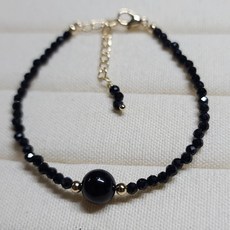 晶寶水晶 黑碧璽手鍊 腳鍊 極細款 水晶設計款手鍊