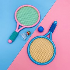 兒童羽球拍 網球拍 運動玩具 幼兒球拍 BSMI:M74979, 藍粉+2球, 1個
