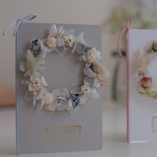 DAY OFF 浪漫花圈卡片 畢業禮物 乾燥玫瑰 乾燥花 手工卡片, 質感霧藍,浪漫燈串+禮盒, 1個