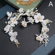 웨딩화관 셀프웨딩 화관 꽃 헤어장식 스몰웨딩 헤드 피스 웨딩 라인 석, 01