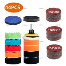 호환자동차 연마 패드 스폰지 키트 폼 버퍼 기계 왁스 오토바이, 01 China Mainland, 06 44PCS 1000-1200-1500