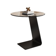 원형 고급 유리 깔끔 투명 거실 공간활용 협탁 티테이블 좌탁 모던 인테리어 디자인 가정용, 1. 아르마니 석회암 슬래브 지름 45 높이 50  1