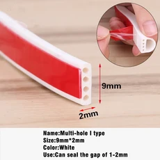 새로운 6M 실리콘 스트립 충돌 자체 유형 방음 WINDOWS 방지 방수 웨더 도어 접착 고무, 9X2mm white