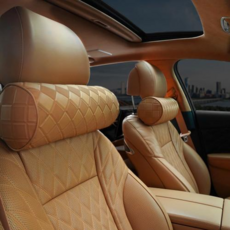 아망디에 프리미엄 원통형 차량용 목쿠션 헤드레스트 가죽 소재, 1개, 카멜