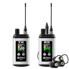데브라 EST-12 UHF 무선 인이어 모니터링 시스템 20채널 전환 560-590MHz 대역 무대 및 밴드 공연용, 08 W With 1 Receiver